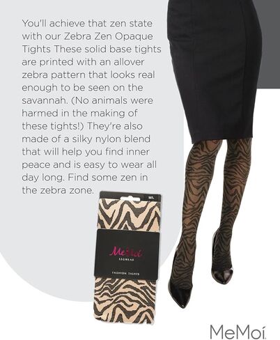 MeMoi Women's Zebra Zen Opaque Nylon Tights in Kuwait