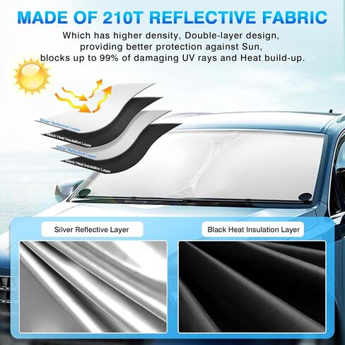 KUST Windshield Sun Shade for Audi A6 Accessories 2019-2024 2025 Window Shade Sun Visor Cover Foldable Blocks UV Rays Keep Your Car Cooler in Kuwait