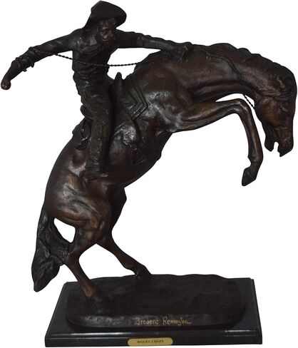 تمثال برونزي Wooly Chaps بواسطة Remington - Sculpture Western Western Cowboy Sculpture ، مثالي لهواة الجمع والديكور المنزلي ، المصنوع يدويًا بالبرونز المفصل ، 19 "L x 11" W × 23 "H in Saudi Arabia