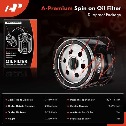 A-Premium 10K Miles Protection Spin On Oil Filter Compatible with BMW Series I01 i3 2014-2021, i3s 2018-2021, Replace# 11427673541, 1651087J00 in Saudi Arabia