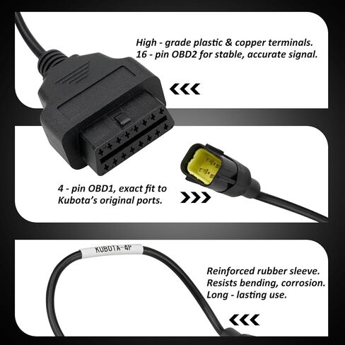 كابل محول OBD2 لمركبات Kubota ، 4 دبوس إلى 16 دبوس من OBD1 إلى موصل التشخيص OBD2 ، متوافق مع أدوات المسح OBD II-يحل محل 3824-26 in Saudi Arabia