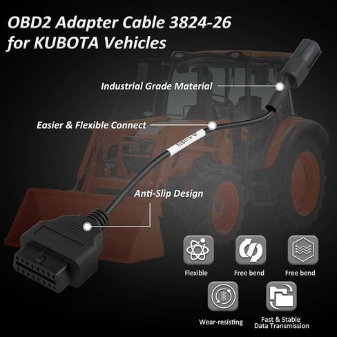 كابل محول OBD2 لمركبات Kubota ، 4 دبوس إلى 16 دبوس من OBD1 إلى موصل التشخيص OBD2 ، متوافق مع أدوات المسح OBD II-يحل محل 3824-26 in Saudi Arabia