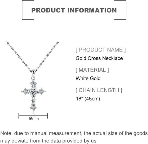 14K White Gold Moissanite Cross Pendant Necklace,Dainty Moissanite Cross Chain Necklace for Women,Delicate Necklace Gift for Her in Saudi Arabia