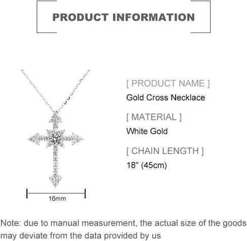 14K White Gold Moissanite Cross Pendant Necklace,Dainty Moissanite Cross Chain Necklace for Women,Delicate Necklace Gift for Her in Kuwait