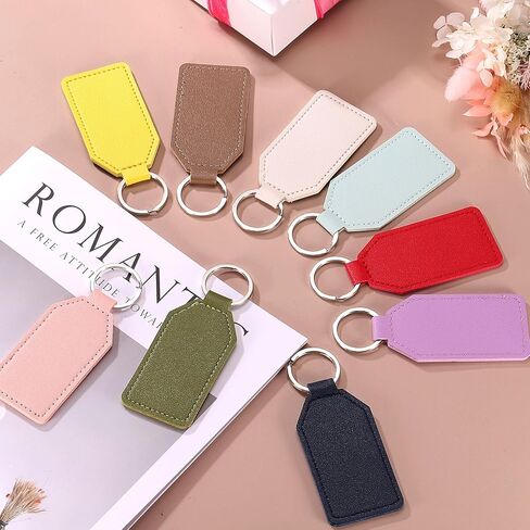 uxcell 2pcs مفتاح جلدي FOB ، PU CAR Keychain Blanks key Rings key key key for DIY Laser Engraving عيد ميلاد عيد الأب in Kuwait