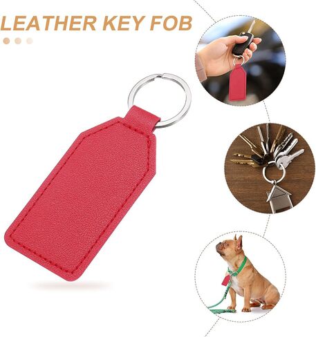 uxcell 2pcs Leather Key Fob, PU Car Keychain Blanks Key Rings Key Holder for DIY Laser Engraving Birthday Father's Day Gifts in Saudi Arabia