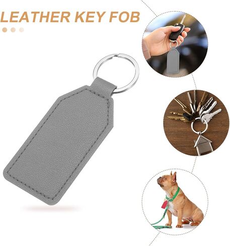 uxcell 2pcs مفتاح جلدي FOB ، PU CAR Keychain Blanks key Rings key key key for DIY Laser Engraving عيد ميلاد عيد الأب in Kuwait