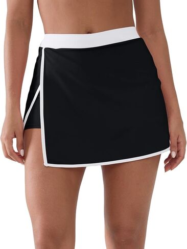 Women's Athletic Skort with Built-in Shorts -Tennis Skirt with Pockets, High Waisted Side Slit Yoga Skirt with Trim in Saudi Arabia