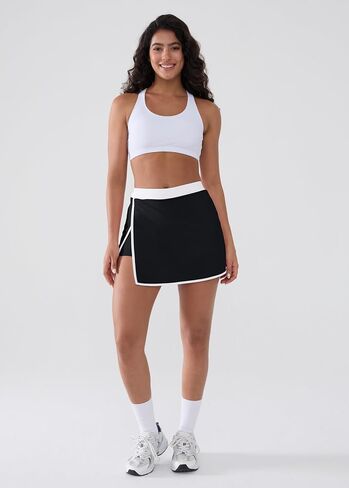 Women's Athletic Skort with Built-in Shorts -Tennis Skirt with Pockets, High Waisted Side Slit Yoga Skirt with Trim in Saudi Arabia
