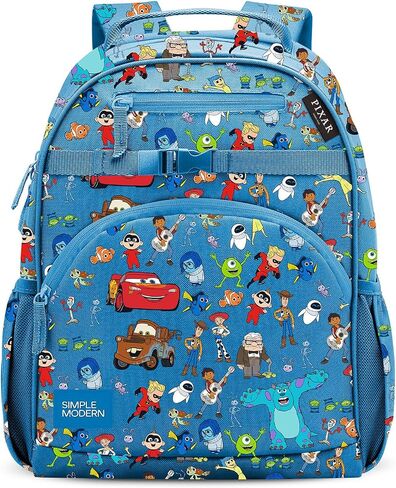 Simple Modern Medium Disney Pixar Toddler Backpack for School Girls and Boys | Kindergarten Elementary Kids Backpack | Fletcher Collection | Kids - 15" tall | Buzz and Woody Adventures in Saudi Arabia