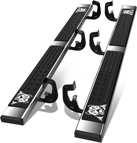 Auto Dynasty Running Boards Compatible with 2007-2019 GMC Sierra Chevy Silverado 1500 2500HD 3500HD Extended Cab, 6" Bull Dog Pattern Slip-Resistant Step Pads,Stainless Steel Side Step Nerf Bars in Saudi Arabia