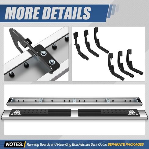Auto Dynasty Running Boards Compatible with 2007-2019 GMC Sierra Chevy Silverado 1500 2500HD 3500HD Extended Cab, 6" Bull Dog Pattern Slip-Resistant Step Pads,Stainless Steel Side Step Nerf Bars in Saudi Arabia