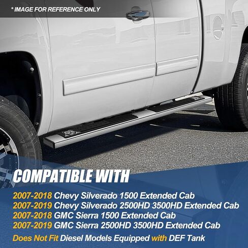 Auto Dynasty Running Boards Compatible with 2007-2019 GMC Sierra Chevy Silverado 1500 2500HD 3500HD Extended Cab, 6" Bull Dog Pattern Slip-Resistant Step Pads,Stainless Steel Side Step Nerf Bars in Saudi Arabia