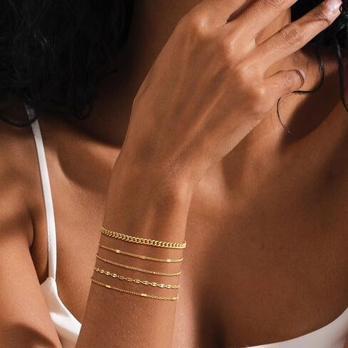 Gold Bracelets for Women, 3Pcs/5Pcs Gold Bracelet Stack, 14K Gold Plated Bracelets for Women Trendy, Adjustable Gold Jewelry for Women in Saudi Arabia