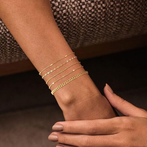 Gold Bracelets for Women, 3Pcs/5Pcs Gold Bracelet Stack, 14K Gold Plated Bracelets for Women Trendy, Adjustable Gold Jewelry for Women in Saudi Arabia
