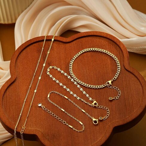 Gold Bracelets for Women, 3Pcs/5Pcs Gold Bracelet Stack, 14K Gold Plated Bracelets for Women Trendy, Adjustable Gold Jewelry for Women in Saudi Arabia