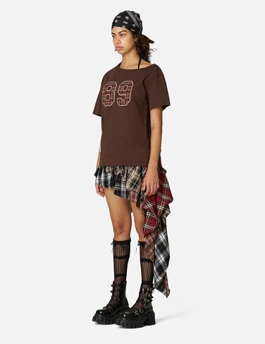 Aelfric Eden Off The Shoulder Tops for Women Summer Sexy Graphic T Shirts Short Sleeve Number Embroidery Tee in Saudi Arabia