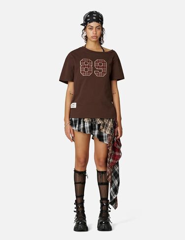 Aelfric Eden Off The Shoulder Tops for Women Summer Sexy Graphic T Shirts Short Sleeve Number Embroidery Tee in Saudi Arabia