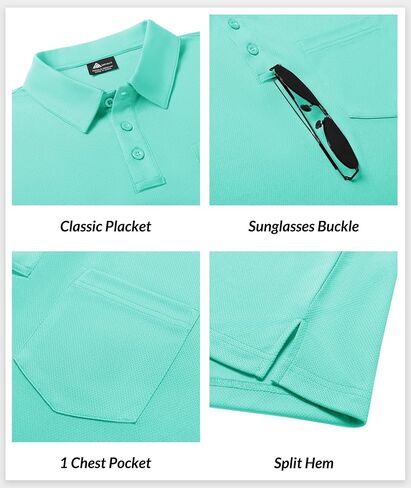 SCODI 7 Pack Polo Shirts for Men with Pocket Moisture Wicking Golf Polo Shirt Short Sleeve Outdoor Work Tactical Tshirt in Kuwait