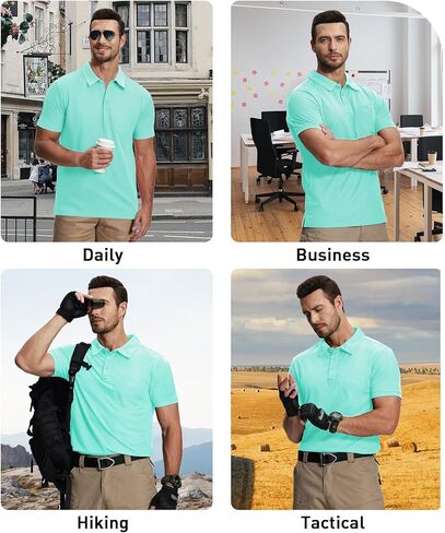 SCODI 7 Pack Polo Shirts for Men with Pocket Moisture Wicking Golf Polo Shirt Short Sleeve Outdoor Work Tactical Tshirt in Kuwait