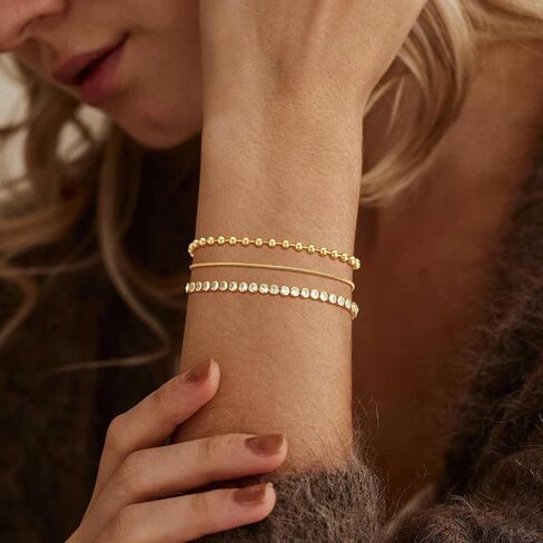 Gold Bracelets for Women, 3Pcs/5Pcs Gold Bracelet Stack, 14K Gold Plated Bracelets for Women Trendy, Adjustable Gold Jewelry for Women in Saudi Arabia