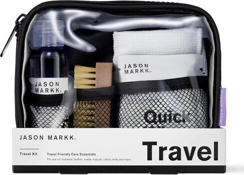 Jason Markk Care Kit, Shoe Cleaner, 4-Piece Set, Foam, Repel Spray, Delicates Brush, & Quick Wipes, Sneaker Care, Ideal for Footwear, Safe on Leather, Suede, Nubuck, Cotton, Knits, 7oz and 2oz in Kuwait