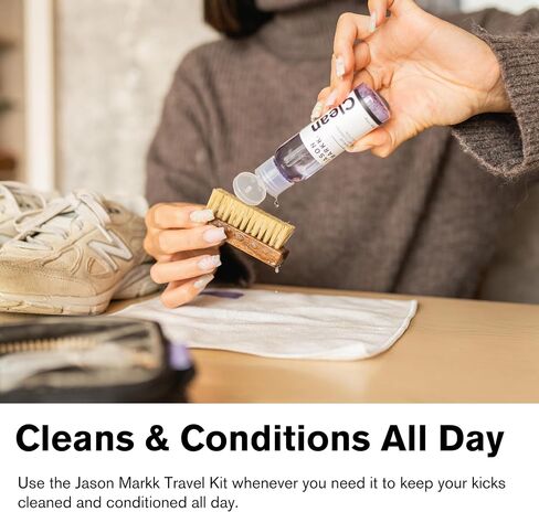 Jason Markk Care Kit, Shoe Cleaner, 4-Piece Set, Foam, Repel Spray, Delicates Brush, & Quick Wipes, Sneaker Care, Ideal for Footwear, Safe on Leather, Suede, Nubuck, Cotton, Knits, 7oz and 2oz in Kuwait
