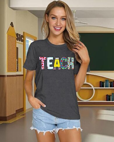 قمصان المعلمين للنساء تدريس تدريس Tshirt Teacher Life Tops Tops in Kuwait