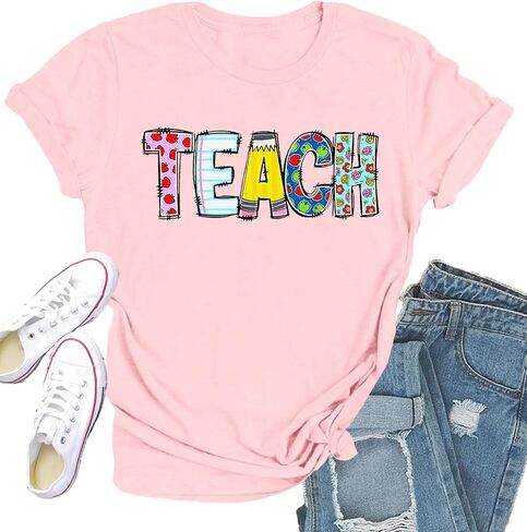 قمصان المعلمين للنساء تدريس تدريس Tshirt Teacher Life Tops Tops in Kuwait