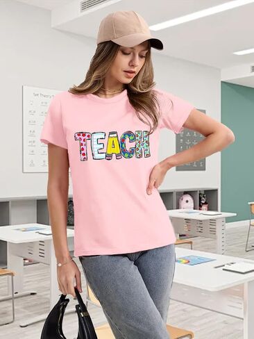 قمصان المعلمين للنساء تدريس تدريس Tshirt Teacher Life Tops Tops in Kuwait