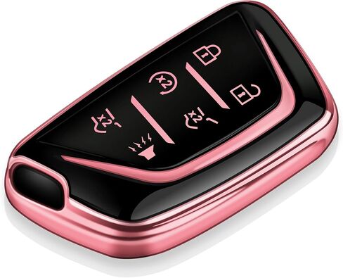 Tukellen for Cadillac Key Fob Cover Soft TPU Full Protection Key Case Compatible with Escalade 2020-2024 CT4 CT6 CT5 XTS XT4 XT5 ATS Key Shell (Pink, 6 Buttons) in Saudi Arabia