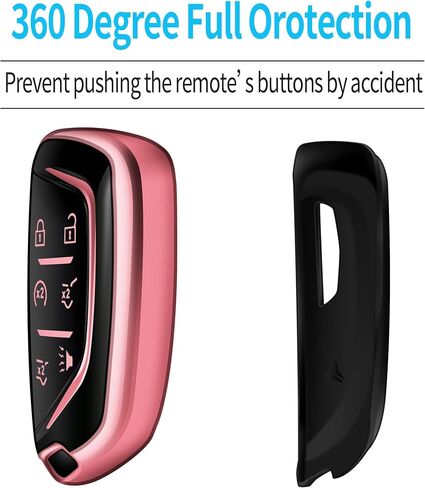 Tukellen for Cadillac Key Fob Cover Soft TPU Full Protection Key Case Compatible with Escalade 2020-2024 CT4 CT6 CT5 XTS XT4 XT5 ATS Key Shell (Pink, 6 Buttons) in Saudi Arabia