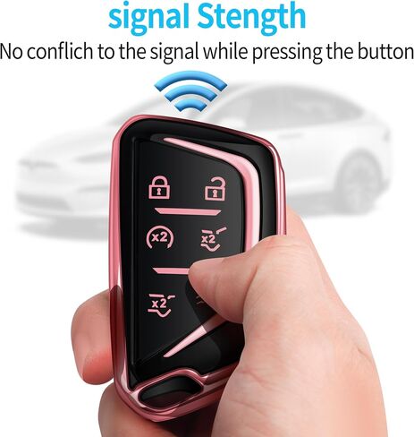 Tukellen for Cadillac Key Fob Cover Soft TPU Full Protection Key Case Compatible with Escalade 2020-2024 CT4 CT6 CT5 XTS XT4 XT5 ATS Key Shell (Pink, 6 Buttons) in Saudi Arabia