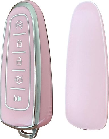Keyless Entry Systems for Ford Key Fob Cover Fit for Ford C-Max Edge Escape Expedition Explorer Flex Focus Taurus Lincoln MKS MKT MKX Navigator (Pink-Silver) in Kuwait