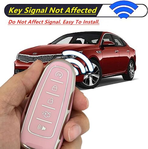 Keyless Entry Systems for Ford Key Fob Cover Fit for Ford C-Max Edge Escape Expedition Explorer Flex Focus Taurus Lincoln MKS MKT MKX Navigator (Pink-Silver) in Kuwait