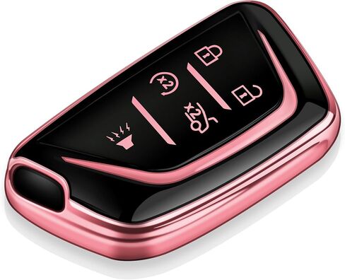 Tukellen for Cadillac Key Fob Cover Soft TPU COMPATE CASE Full Case متوافق مع Escalade 2020-2024 CT4 CT6 XTS XTS XT4 XT5 ATS Key Shell (الوردي ، 6 أزرار) in Kuwait