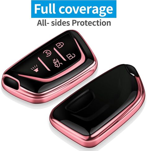 Tukellen for Cadillac Key Fob Cover Soft TPU COMPATE CASE Full Case متوافق مع Escalade 2020-2024 CT4 CT6 XTS XTS XT4 XT5 ATS Key Shell (الوردي ، 6 أزرار) in Kuwait
