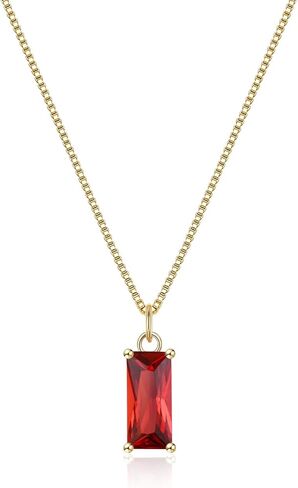 EVER FAITH Tiny Created Diamond Necklace, S925 Silver 14K Gold Emerald Cut Birthstone Cubic Zirconia Choker Necklace for Women Mothers Day/Birthday Jewelry Gifts in Kuwait