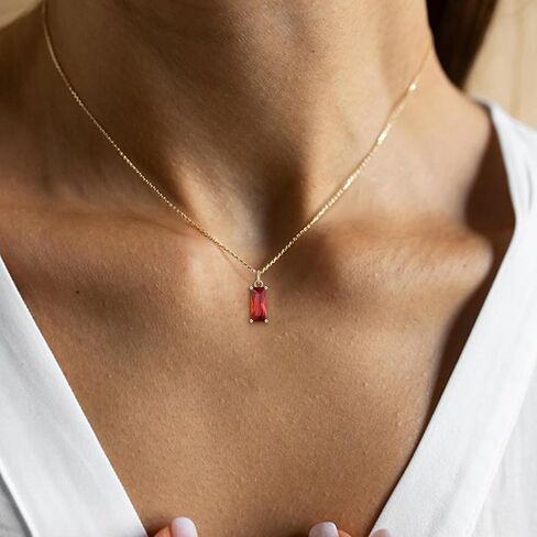 EVER FAITH Tiny Created Diamond Necklace, S925 Silver 14K Gold Emerald Cut Birthstone Cubic Zirconia Choker Necklace for Women Mothers Day/Birthday Jewelry Gifts in Kuwait