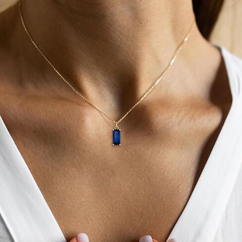 EVER FAITH Tiny Created Diamond Necklace, S925 Silver 14K Gold Emerald Cut Birthstone Cubic Zirconia Choker Necklace for Women Mothers Day/Birthday Jewelry Gifts in Kuwait