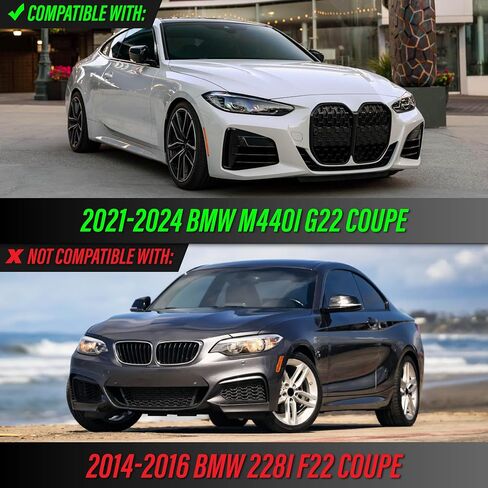 USR 21-24 G22 4 Series Side Side Reflector-زوج عاكس جانبي الأمامي (يسار + يمين)-متوافق مع 2021-2024 BMW 430i / M440i G22 / Bimmer 2 Door Coupe Trims / 2023 M4 (عوامل العدسات الدخان) in Saudi Arabia