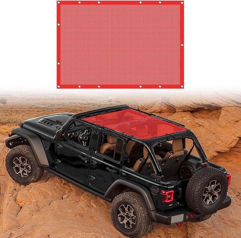 RT-TCZ for Wrangler JL Sunshade Mesh Shade Top Sunroof Cover for Jeep Wrangler JL JLU Gladiator JT 4 Door 2018 Up Black in Saudi Arabia