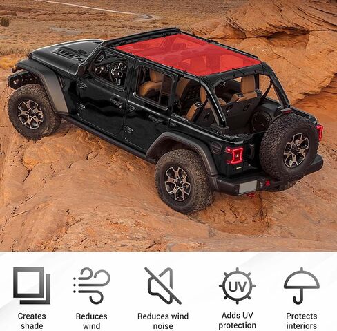 RT-TCZ for Wrangler JL Sunshade Mesh Shade Top Sunroof Cover for Jeep Wrangler JL JLU Gladiator JT 4 Door 2018 Up Black in Saudi Arabia