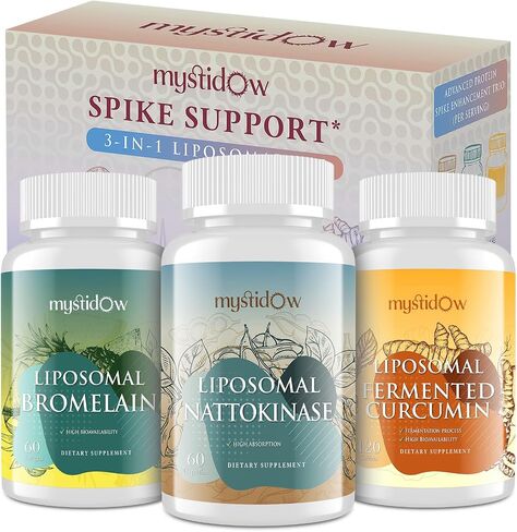 Spike Support Trio | Liposomal Nattokinase 8000 FU 500mg, Bromelain 1150 mg & Fermented Curcumin 1800 mg | High Potency, Enhanced Absorption Formula | for Immune, Heart & Circulation | 60 Day Supply in Saudi Arabia