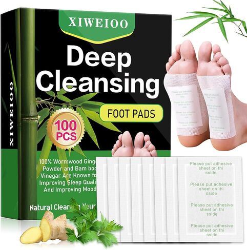 100 Foot Pads Natural Bamboo Vinegar Gingerr | Deep Cleansing Foot Paches for Stress Relief for Stress Relief, Better Rest, Feet Health Patches, Relaxing Muscles in Kuwait