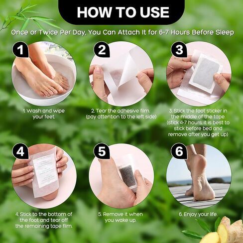 100 Foot Pads Natural Bamboo Vinegar Gingerr | Deep Cleansing Foot Paches for Stress Relief for Stress Relief, Better Rest, Feet Health Patches, Relaxing Muscles in Kuwait