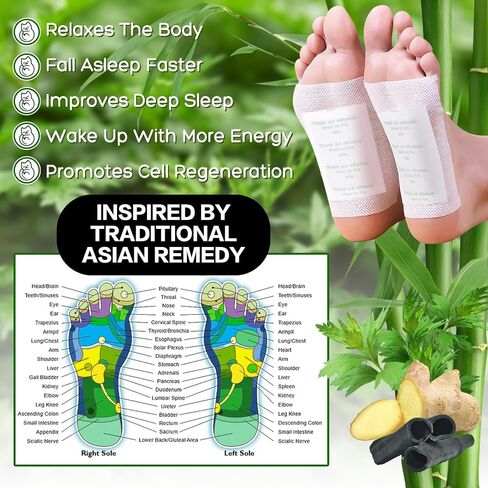 100 Foot Pads Natural Bamboo Vinegar Gingerr | Deep Cleansing Foot Paches for Stress Relief for Stress Relief, Better Rest, Feet Health Patches, Relaxing Muscles in Kuwait