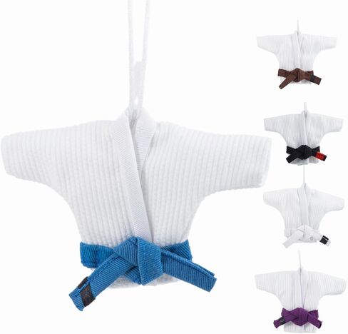 Brazilian Jiu Jitsu Gi Ornament Gift, Premium Pearl Weave Kimono Keychain, Belt Colors - White, Blue, Purple, Brown, Black in Saudi Arabia