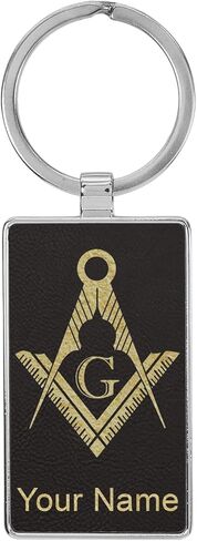 LaserGram Rectangle Keychain, Freemason Symbol, Personalized Engraving Included (Metal Frame) in Kuwait