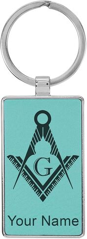 LaserGram Rectangle Keychain, Freemason Symbol, Personalized Engraving Included (Metal Frame) in Kuwait
